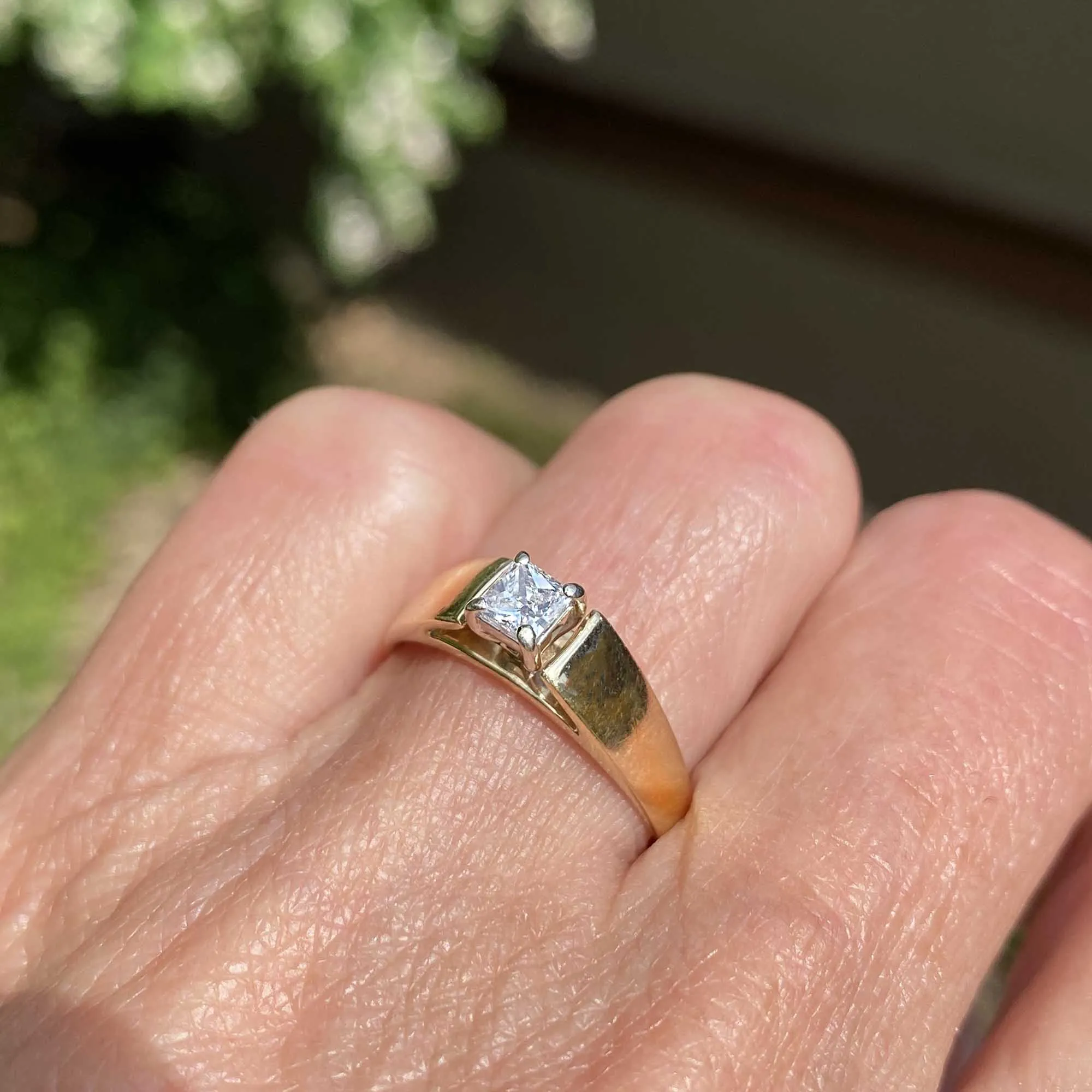 Vintage .35 CTW Princess Diamond Solitaire Ring in 14K Gold