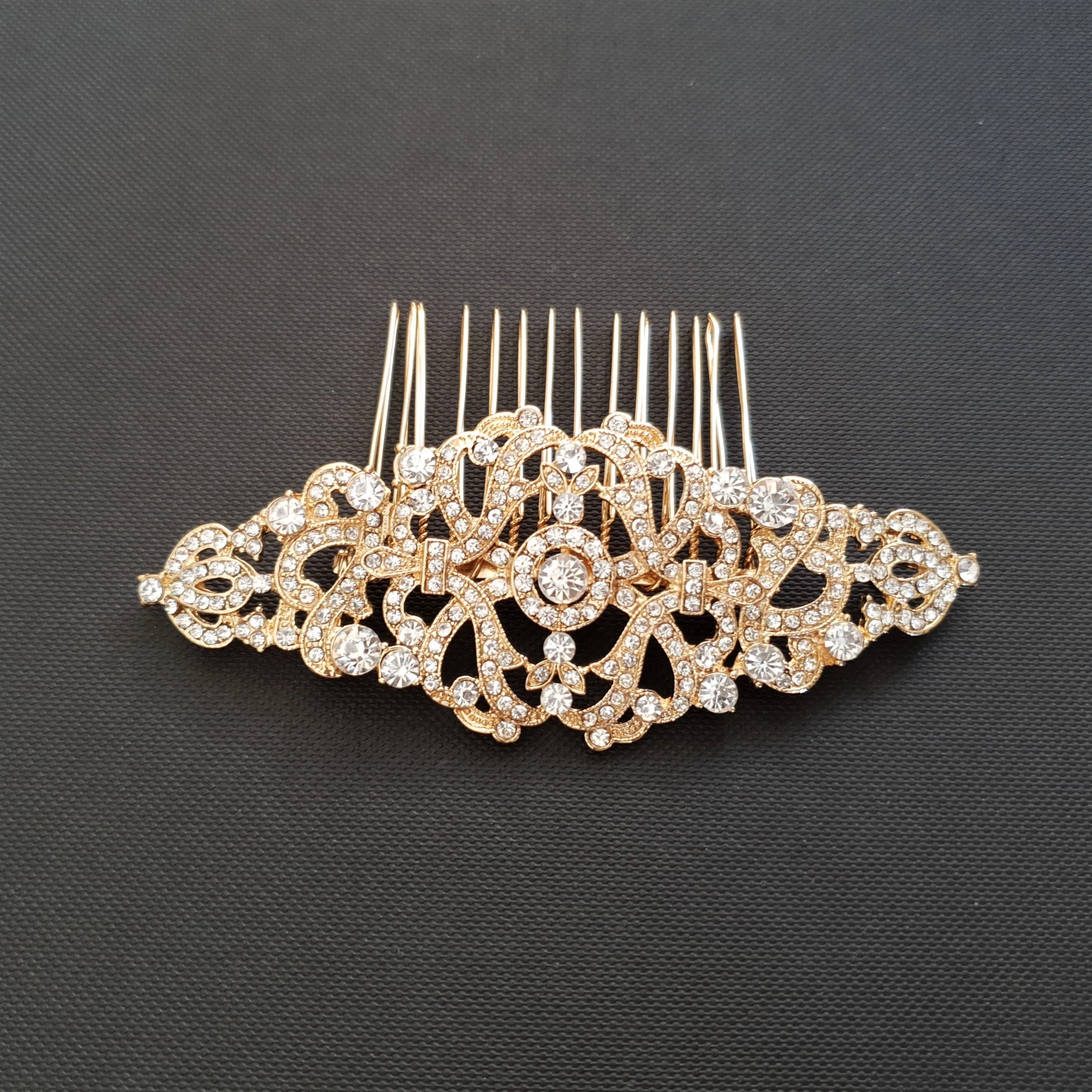 Vintage Crystal Hair Comb for Weddings-Seraphina