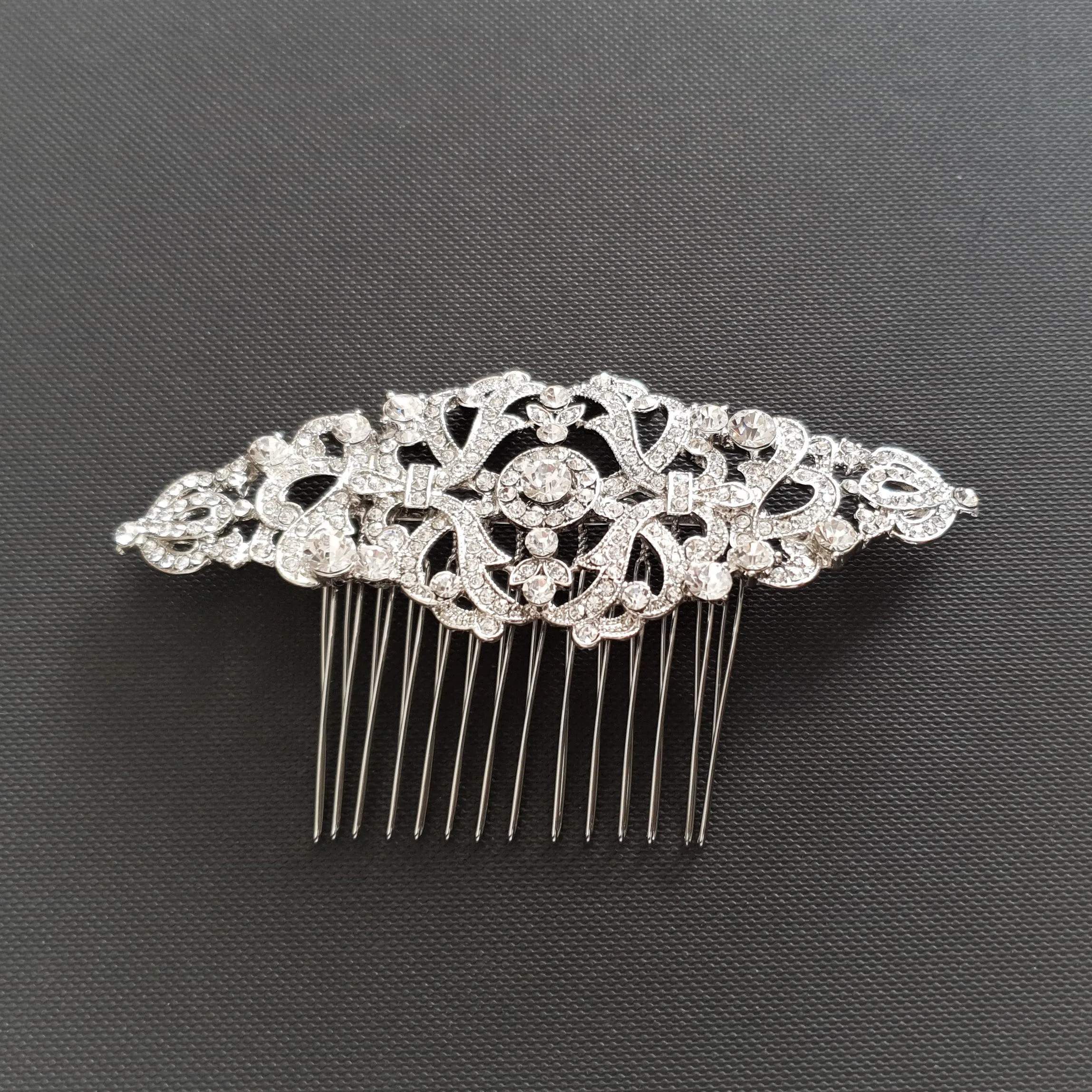 Vintage Crystal Hair Comb for Weddings-Seraphina