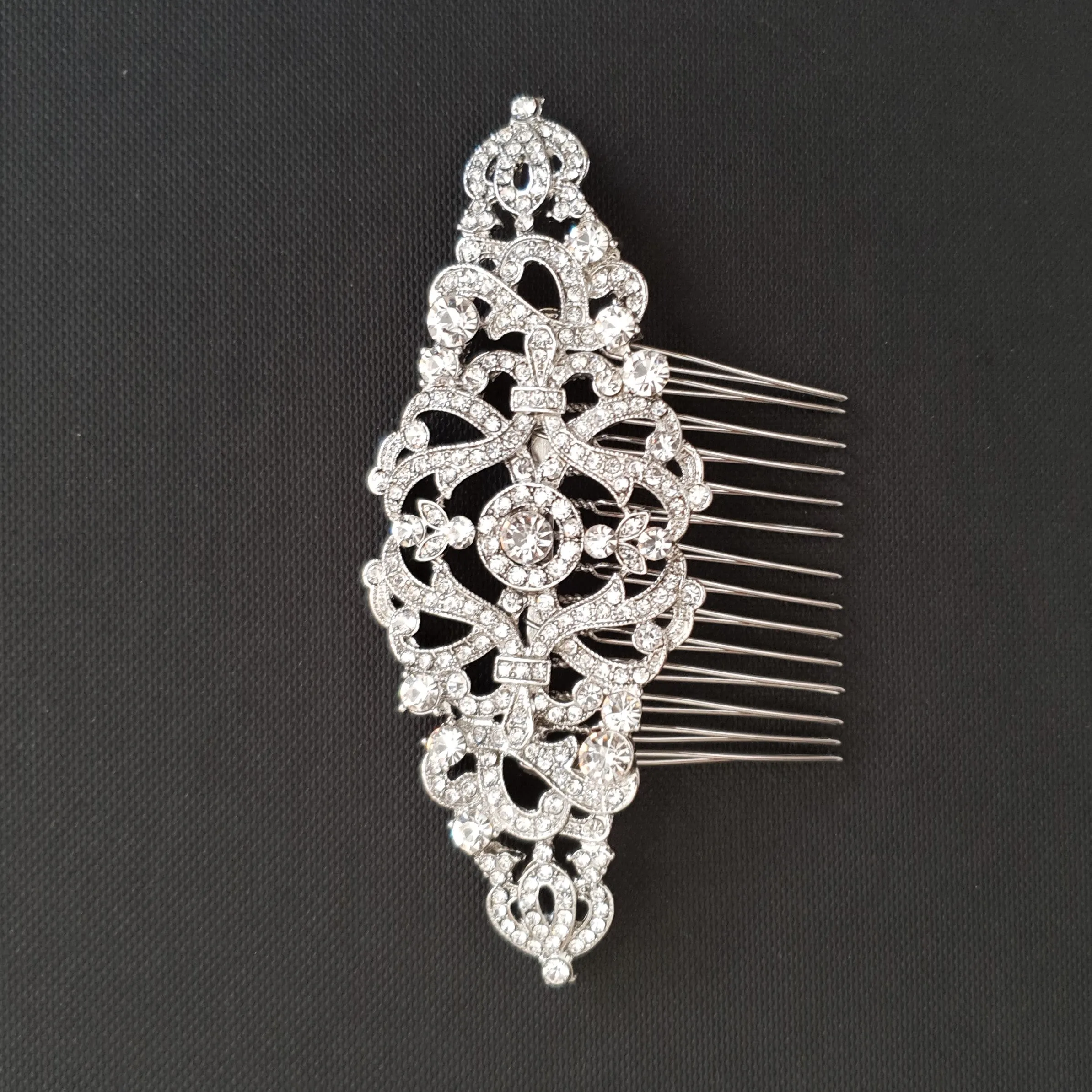 Vintage Crystal Hair Comb for Weddings-Seraphina