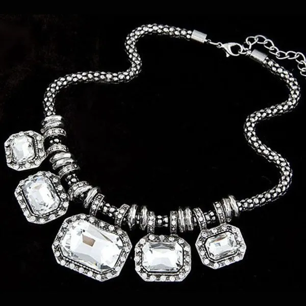 Vintage Crystal Statement Necklace/Choker & Pendant