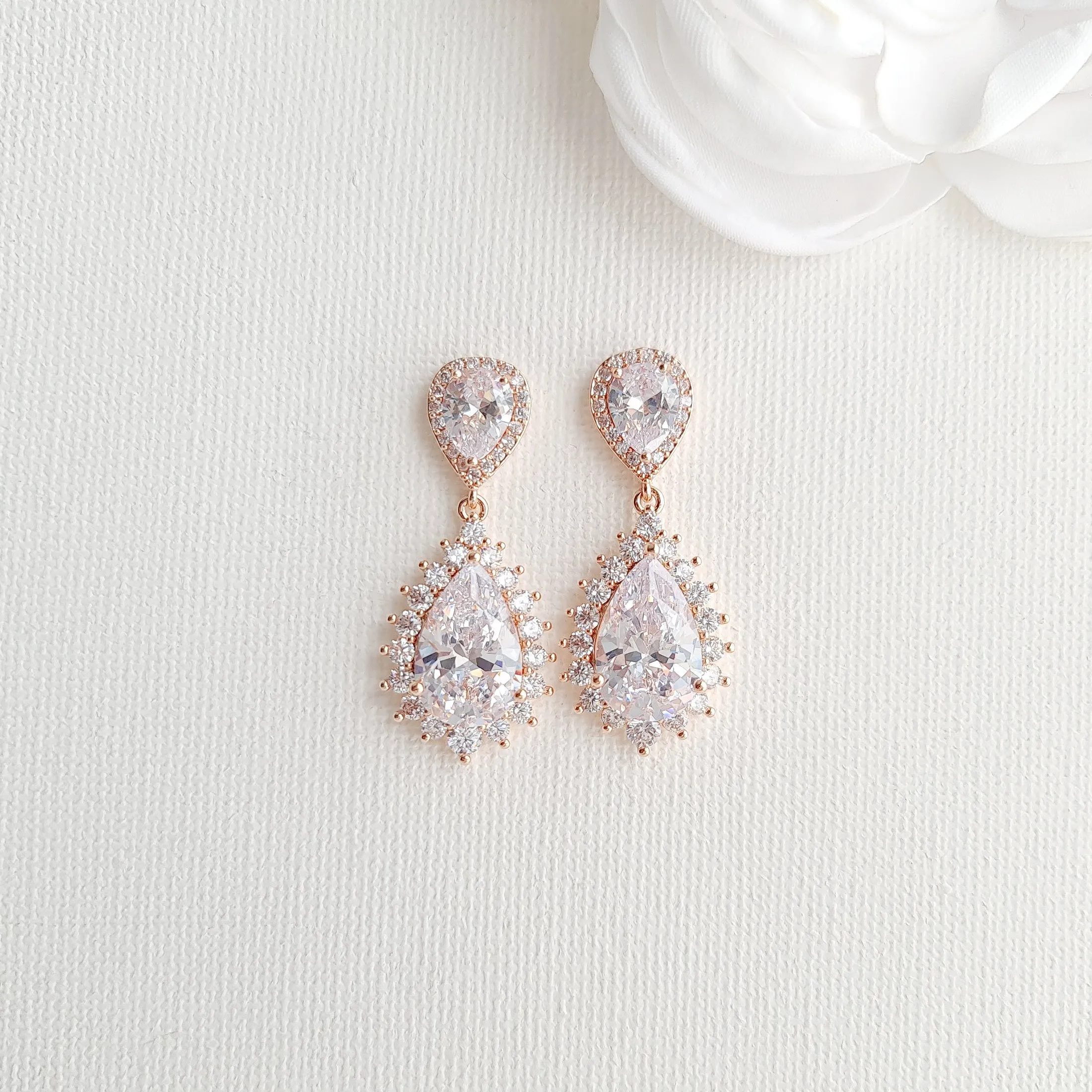 Wedding Jewelry Set in Rose Gold and Crystals-Raya