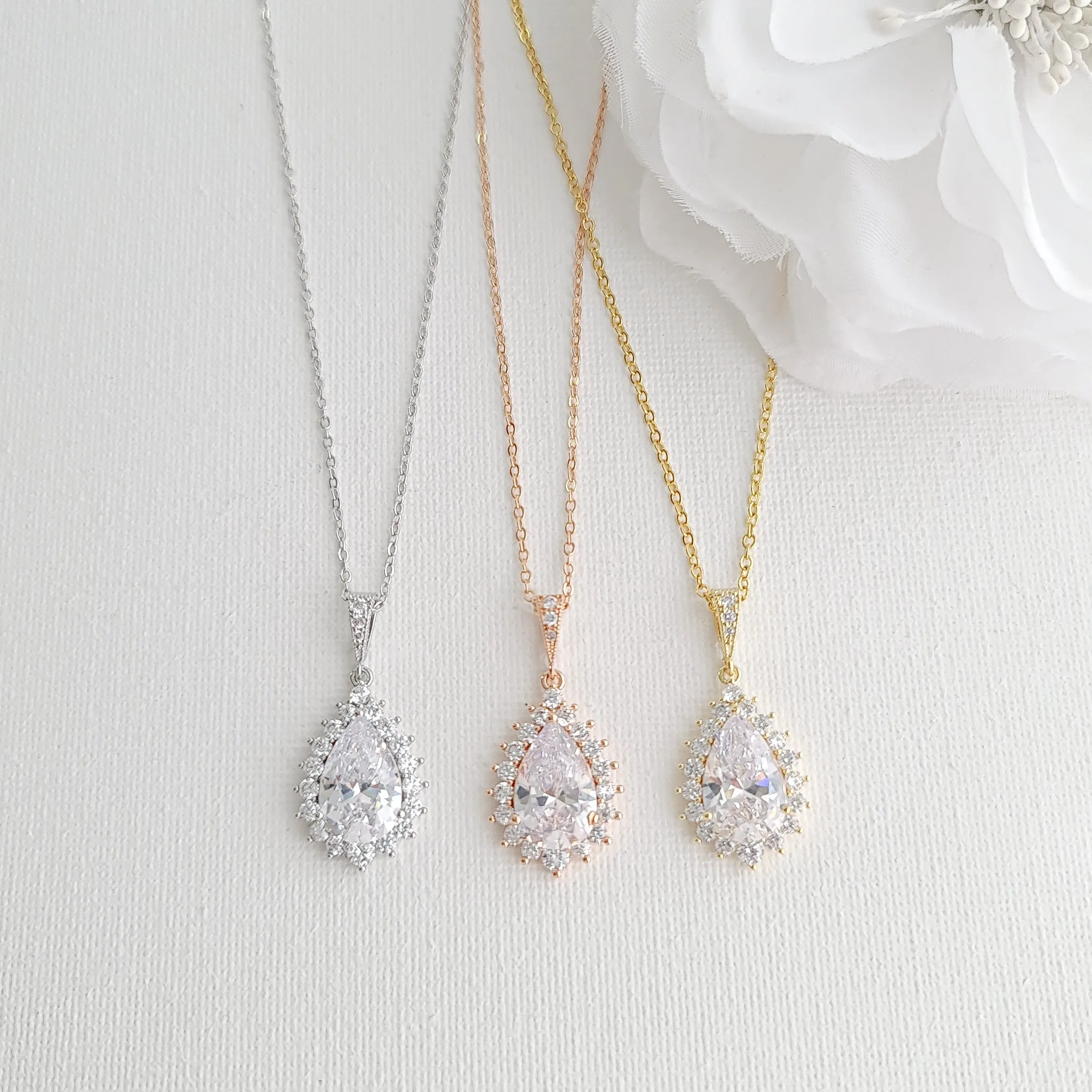 Wedding Jewelry Set in Rose Gold and Crystals-Raya