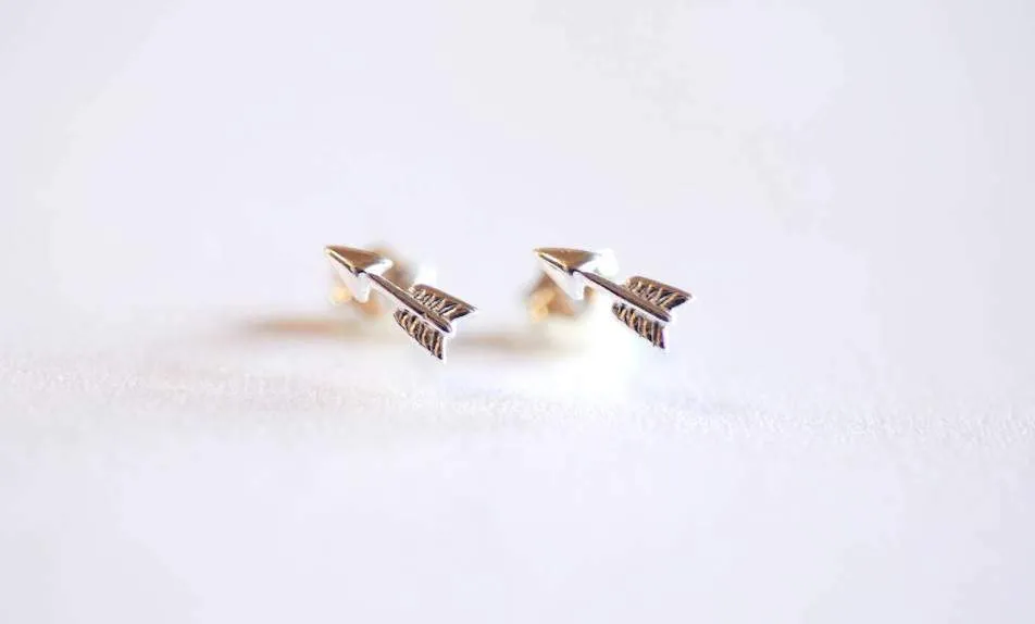 Wholesale Arrow Earrings- Sterling Silver, Gold, Rose Gold Arrow Earring Studs, Small Arrow Studs, Ear Crawlers, Ear Climbers, Triangle Studs, Studs