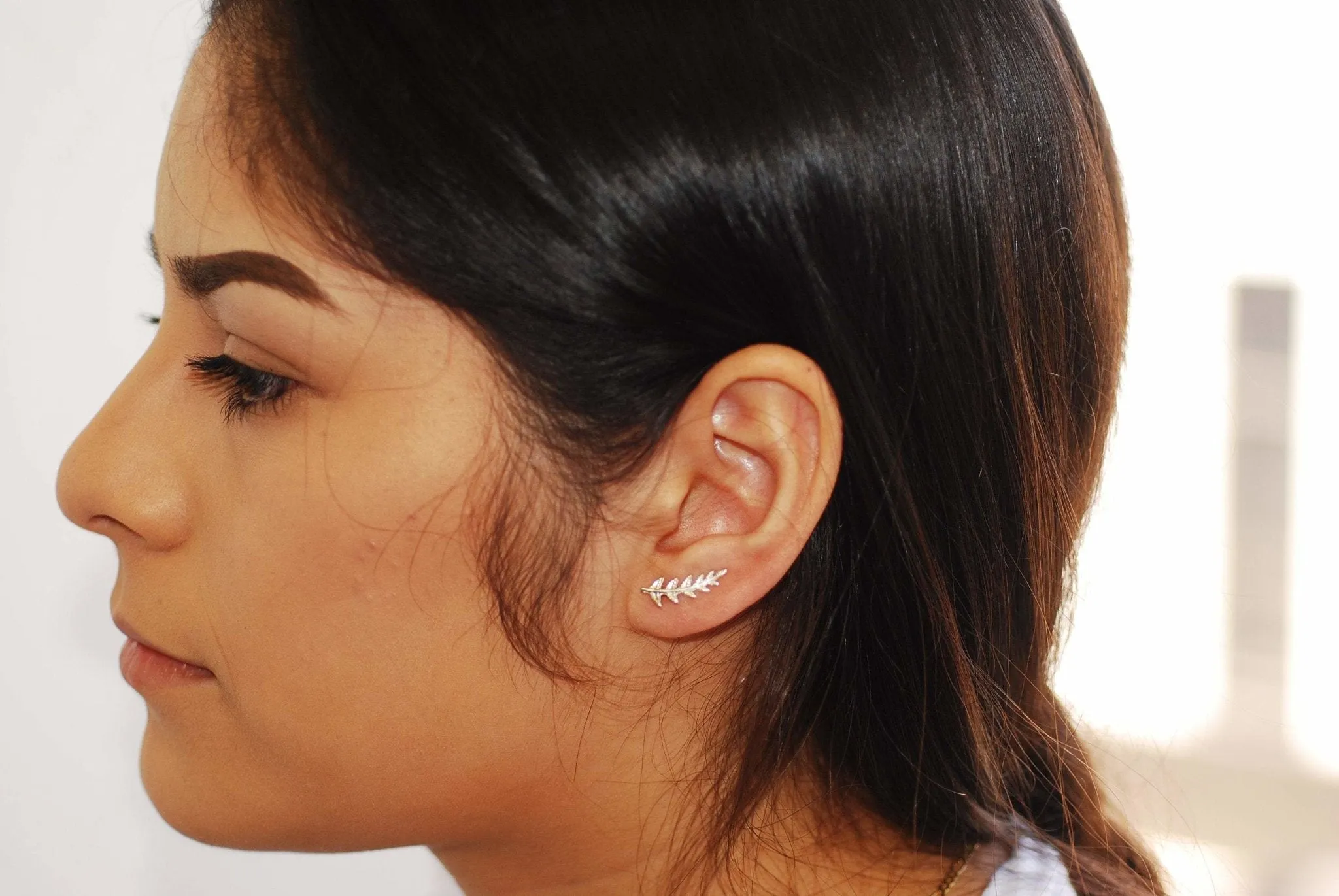 Wholesale Matte Rose Gold Leaf Ear Climber- Rose Gold Leaf Ear Cuff, Leaf Earrings Ear Crawler, Ear Climber, Ear Jacket, Leaves Ear Climber Crawler