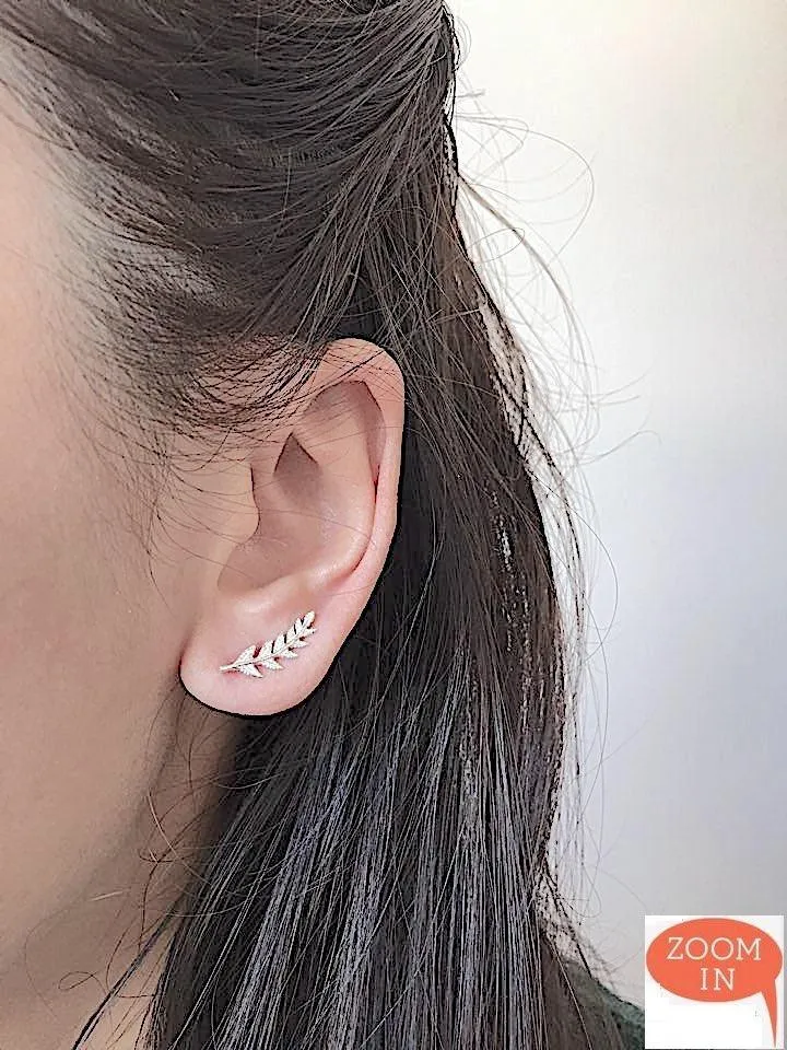 Wholesale Matte Rose Gold Leaf Ear Climber- Rose Gold Leaf Ear Cuff, Leaf Earrings Ear Crawler, Ear Climber, Ear Jacket, Leaves Ear Climber Crawler