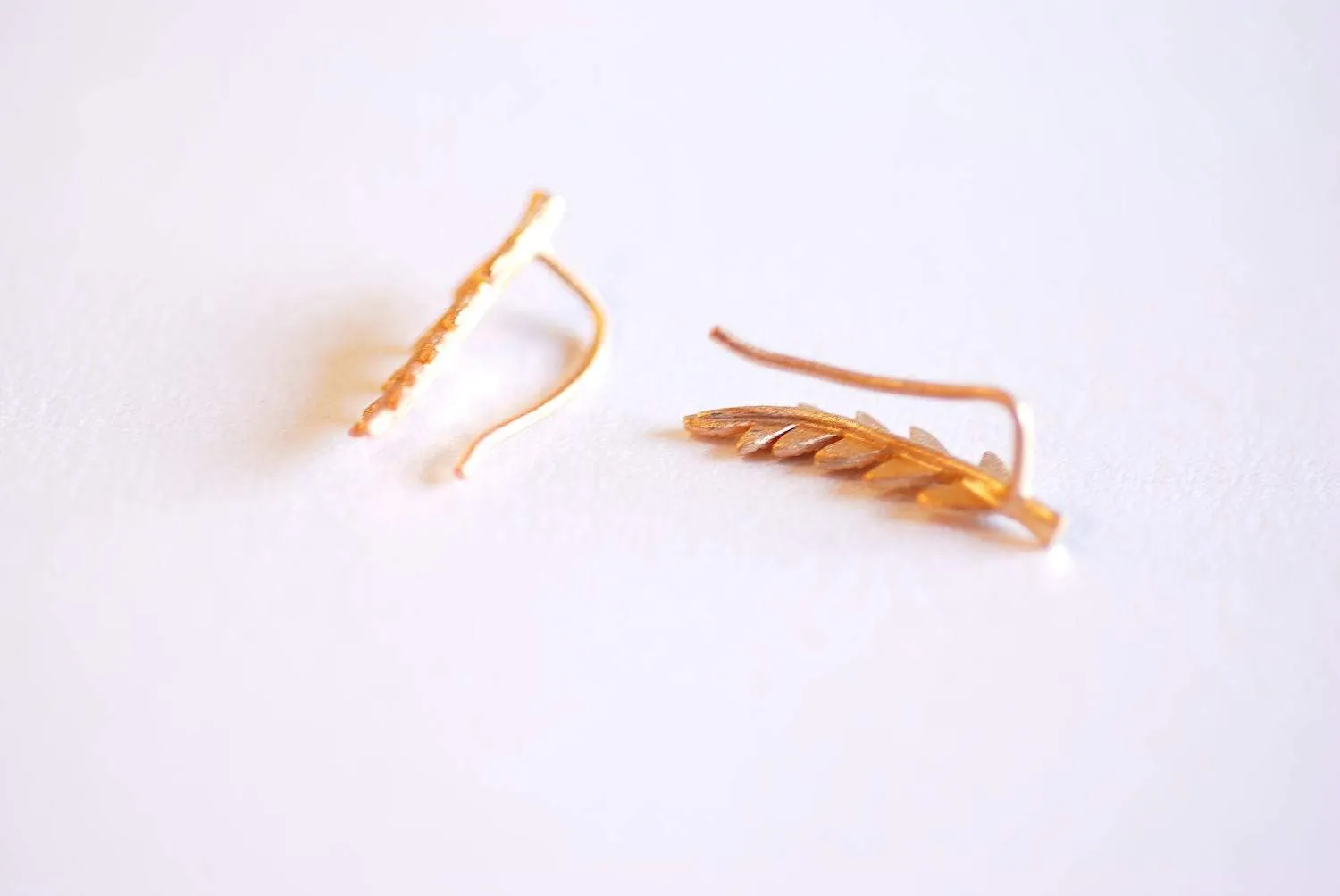 Wholesale Matte Rose Gold Leaf Ear Climber- Rose Gold Leaf Ear Cuff, Leaf Earrings Ear Crawler, Ear Climber, Ear Jacket, Leaves Ear Climber Crawler