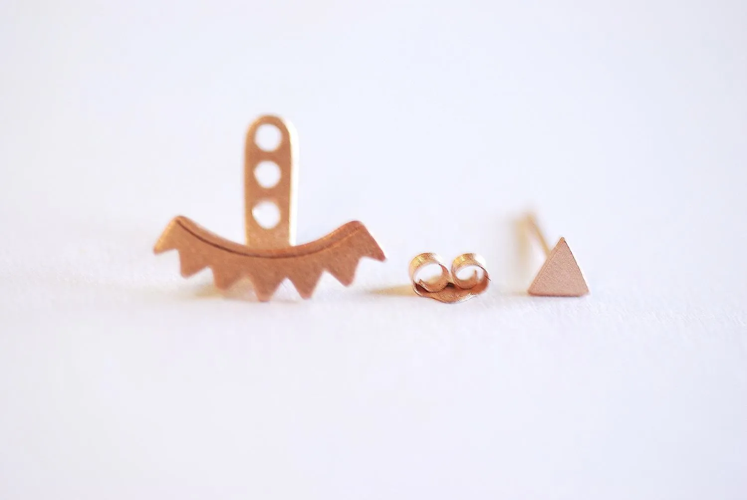 Wholesale Matte Rose Gold Triangle Ear Jacket, Spike Ear Jacket, Front Back Earrings, Ear Jacket, Earring Cuff, Triangle Studs, Minimal Earrings,Lotus