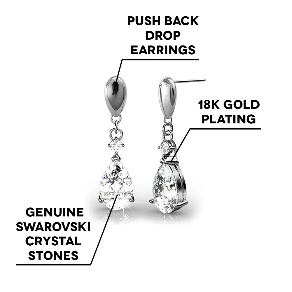 Zoey Playful 18K White Gold Drop Earrings with Swarovski Crystals