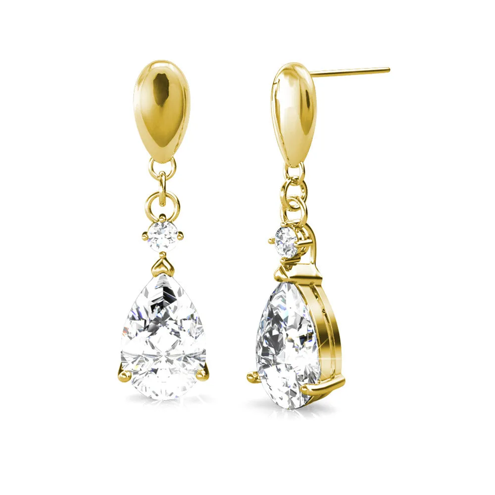 Zoey Playful 18K White Gold Drop Earrings with Swarovski Crystals