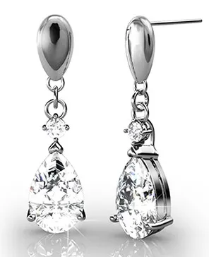 Zoey Playful 18K White Gold Drop Earrings with Swarovski Crystals